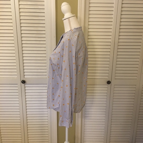Talbots Ruffle Trim Striped Cotton Top with Heart Print Size S - Picture 6 of 9